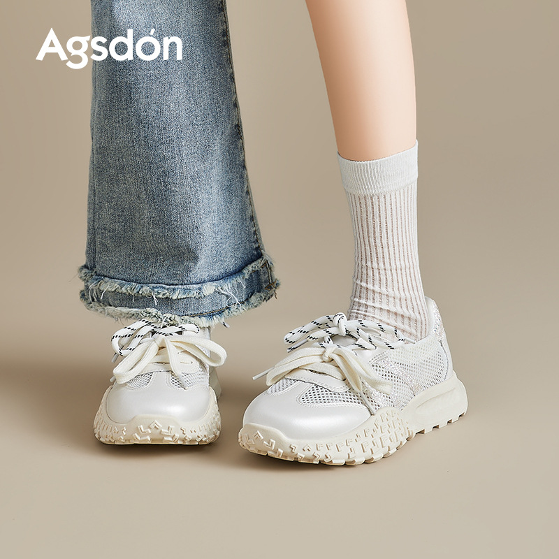 Augustion Little White Shoes Mujer 2025 Nuevo verano delgado malla hueca Forrest zapatos de entrenamiento zapatillas de suela gruesa