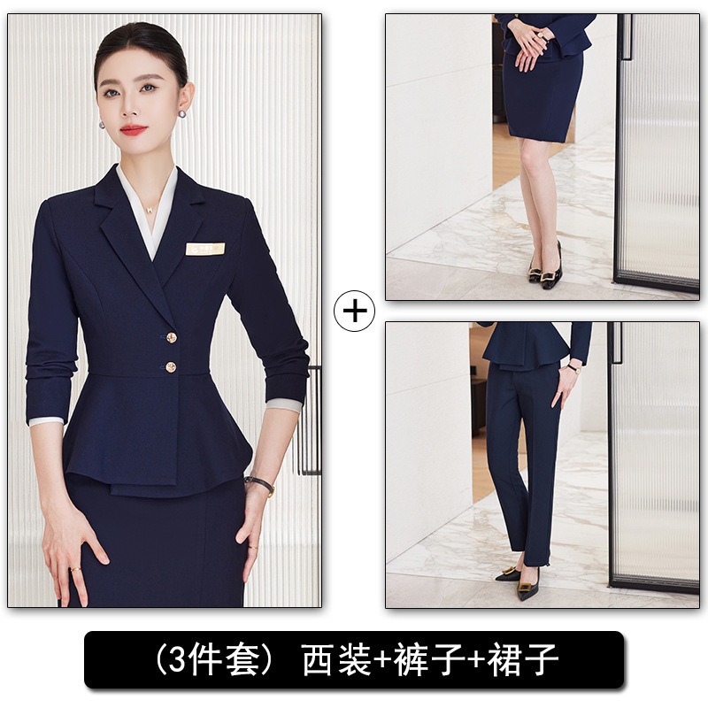 灰色西装套装女2025新款高级感美容院工作服珠宝店女士修身职业装|undefined