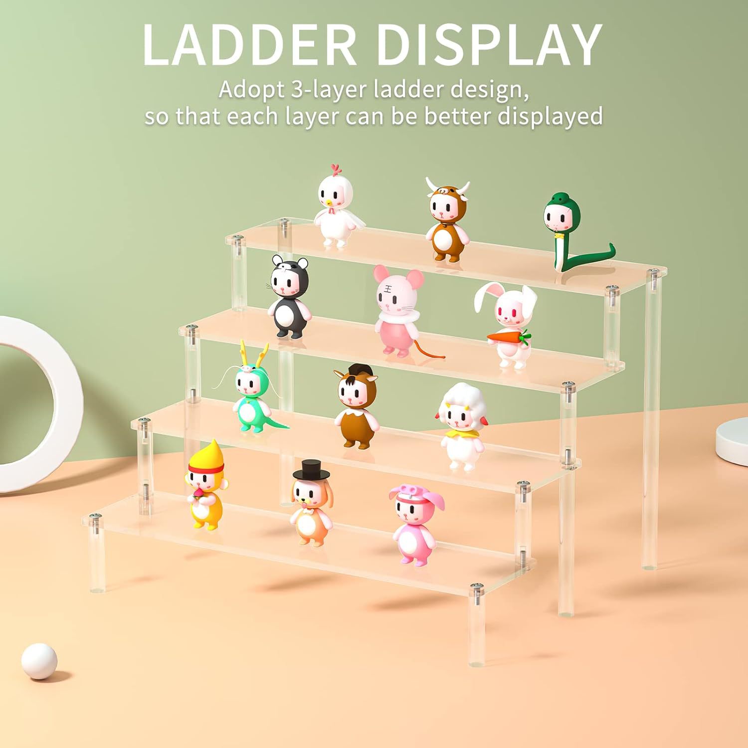 Acrylic display rack, transparent multi-layer decorative shelf, stepped doll figurine blind box storage stand