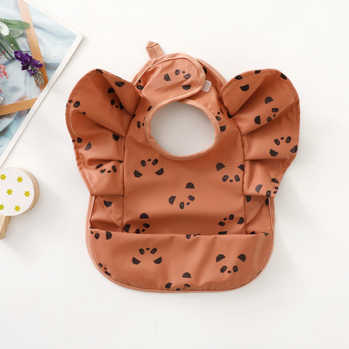 ins Korean version of baby food bag angel wings PU waterproof bib for children to add complementary food anti-dirty saliva bag
