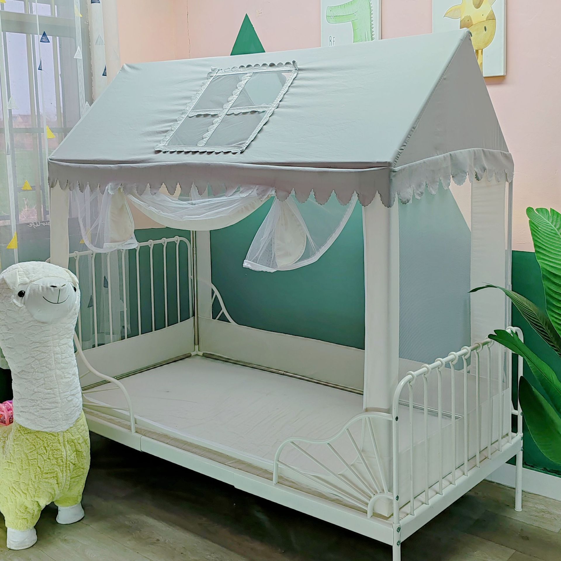 Spliced Bed Stainless Steel Anti-Fall Kidsren's Mosquito Net Bracket Tent Encrypted Single Bed Princess Bed Mesh Toddler Full Bottom