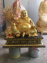 大肚弥勒佛佛像纯铜铸造大型寺庙黄铜80厘米弥勒菩萨笑佛铜像厂家