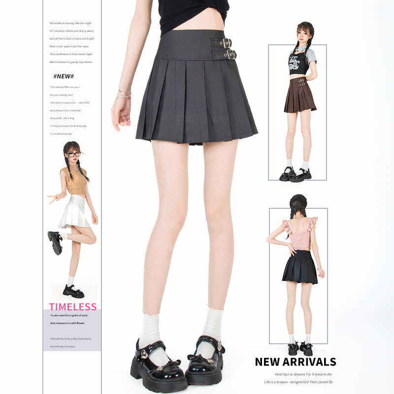 百褶裙秋冬新款高腰显瘦jk短裙小个子a字厢褶半身裙2012