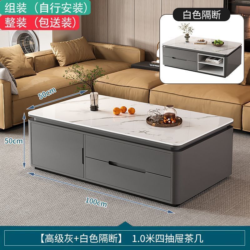 無垢材コーヒーテーブルリビングルームホーム新しいライト高級モダンハイエンドロックボード小さなアパートコーヒーテーブルテーブルテレビキャビネットの組み合わせ|undefined