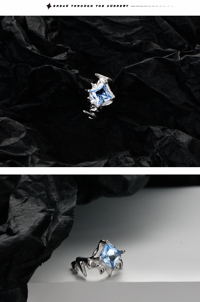 Fashion Rhombus Silver Inlay Zircon Ear clips 1 Piece