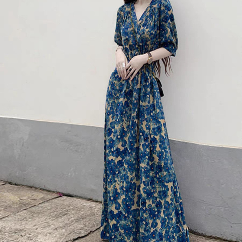 2026 Extended-Length Ankle-Length Dress for Tall Individuals, French Oil Painting Style, Loose Fit, Plus Size, Waist-Cinching, Tummy-Covering, Gentle Long Dress 2026 Extended-Length Ankle-Length Dress for Tall Individuals, French Oil Painting Style, Loose Fit, Plus Size, Waist-Cinching, Tummy-Covering, Gentle Long Dress