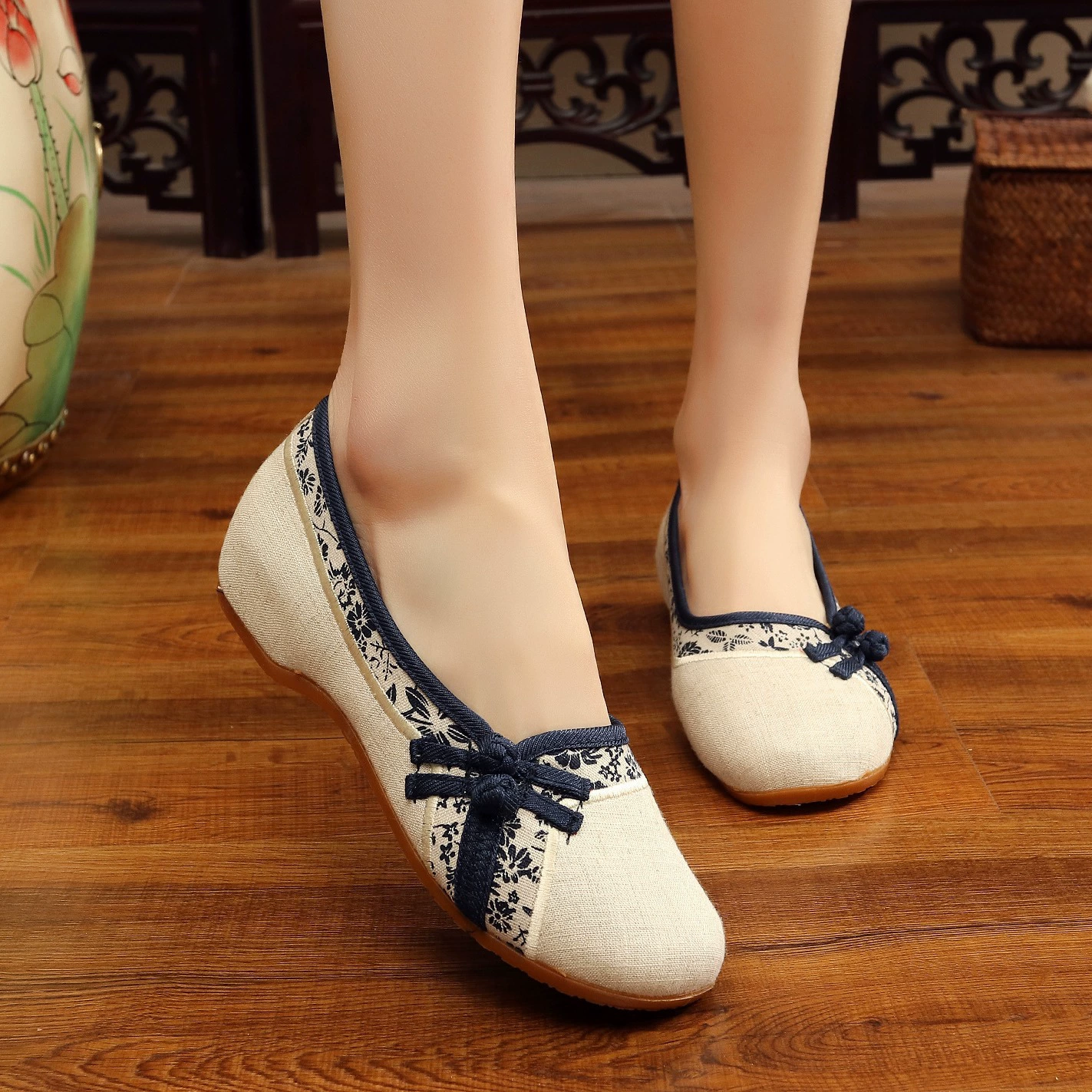 Туфли-кеды (Пекин) женские, shallow linen flats, дышащий ретро-стиль чонсам