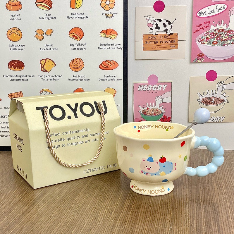 Cute perro de cerámica taza de agua de pareja de chicas taza de oficina taza de café regalo de cumpleaños taza de cerámica