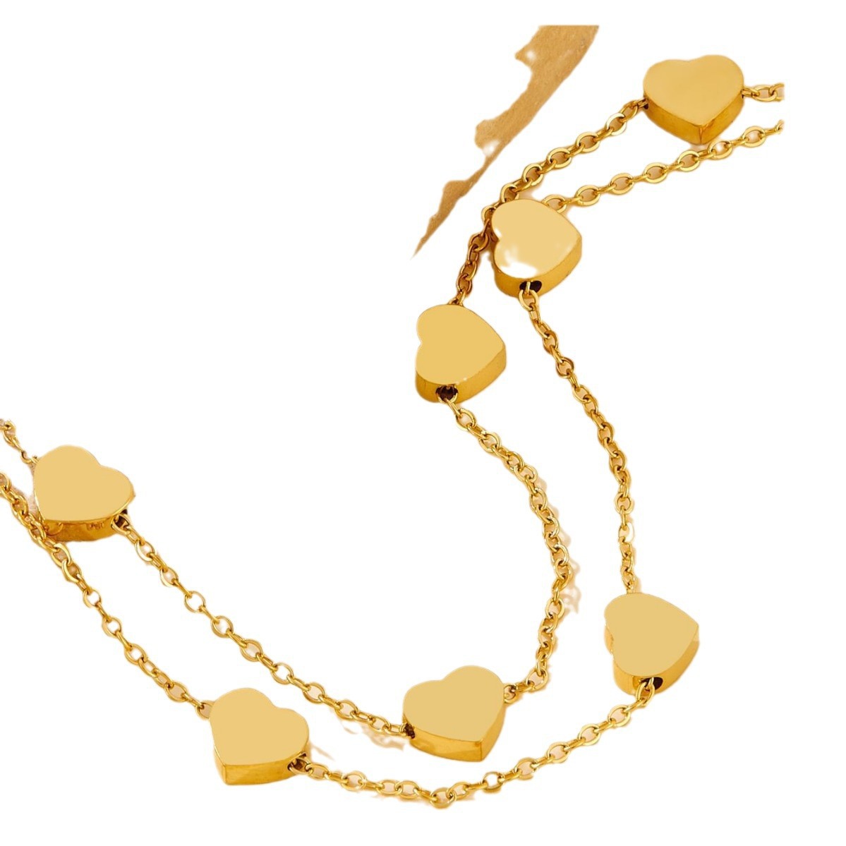 Moda europea y americana nueva pulsera de acero de titanio de doble amor, nicho de diseño universal de alta sensación de acero inoxidable joyería de mujer