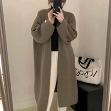 秋季中长款毛衣外套女装设计感慵懒风过膝宽松感针织开衫大衣