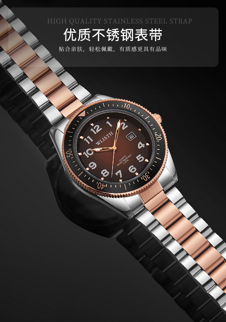 Title 5, Erkek Su Geçirmez Işıklı Takvimli Kuvars Saat Ç...