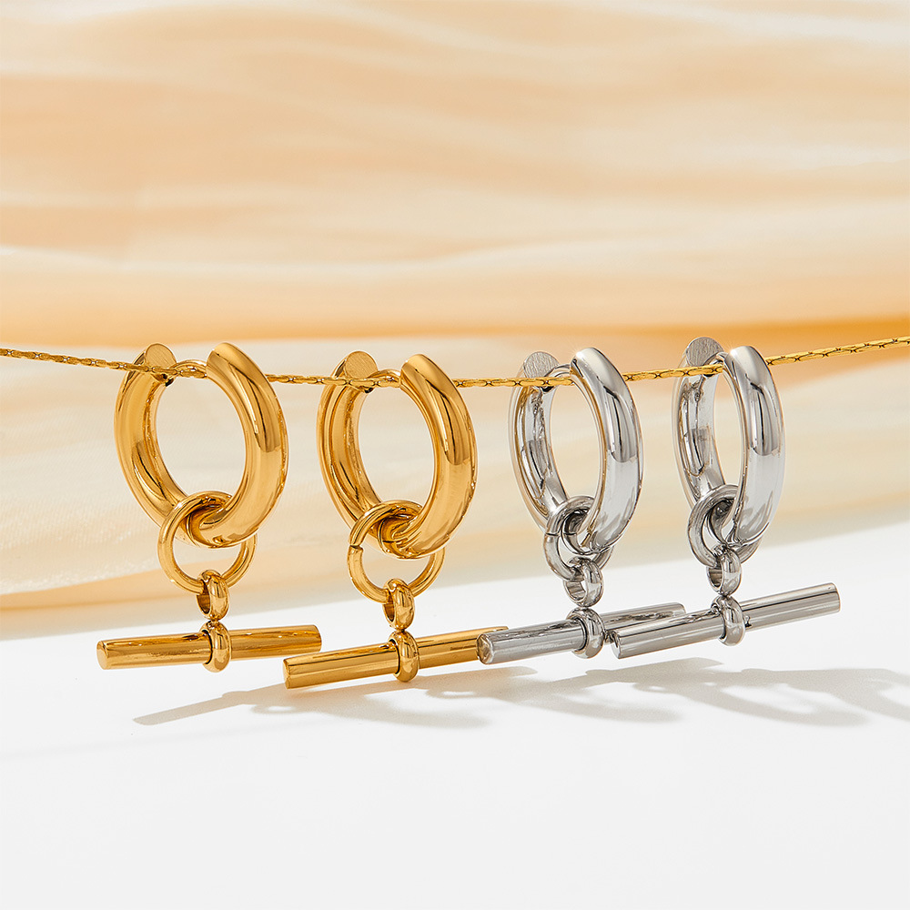 15g Weight 0.03µm-0.05µm Gold Plating Thickness PVD Coated Gold Plating Process 304 Stainless Steel Ear Needle Material Real Gold Plated Plating Material PVD Coated Real Gold Plated 16K Gold White Gold Plated Gold Plating Solid Color 304 Stainless Steel Simple Style Waterproof Non Tarnish Earrings