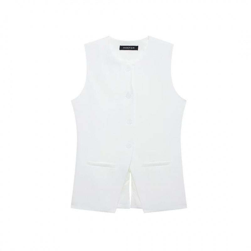 Comercio exterior transfronterizo2024 Europa y los Estados Unidos nuevo cuello en V sin mangas hebilla de una sola fila bifurcación delgada chaleco chaleco pantalones cortos set mujeres