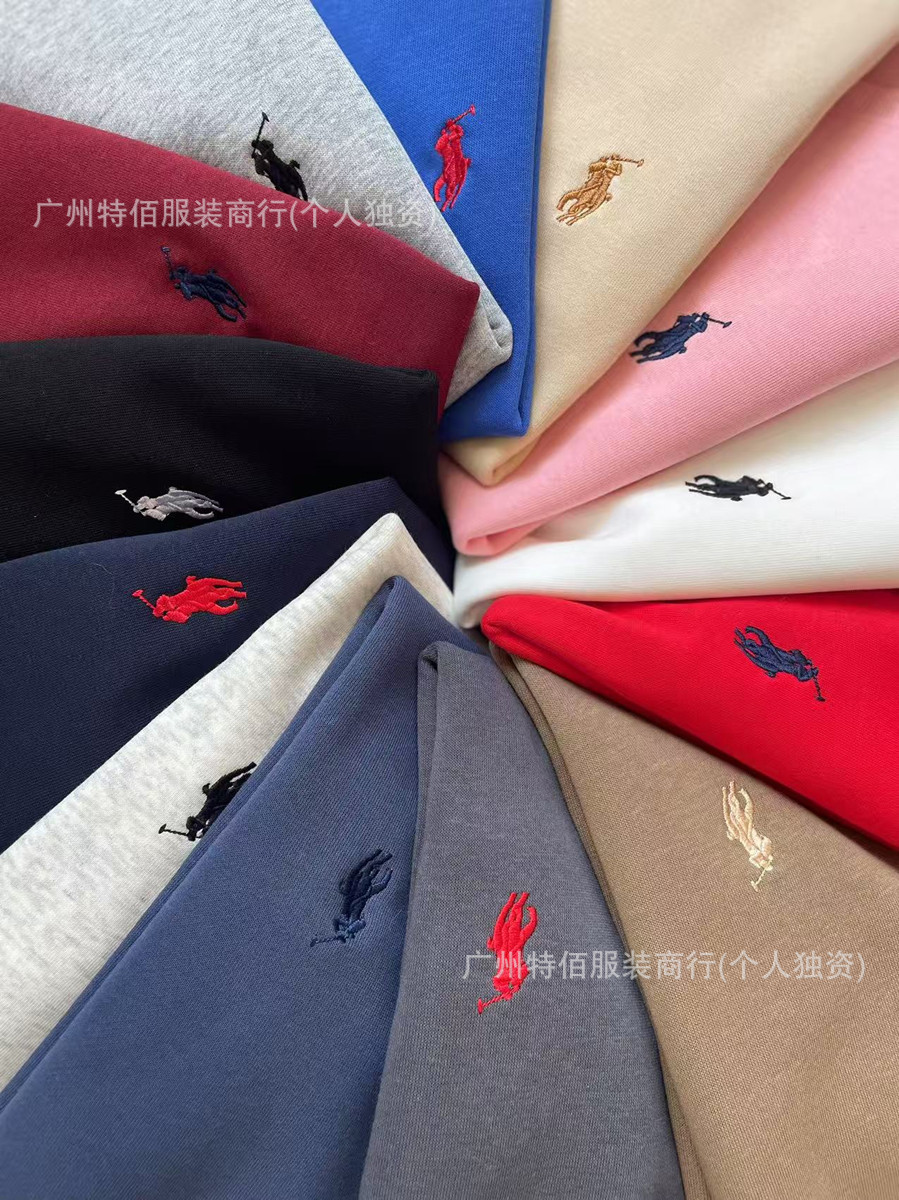 New Foreign Trade Cross-Border Rl Pony Embroidered Sweatshirt Unisex Round Neck with Qr Code Casual Versatile Base Long Sleeve