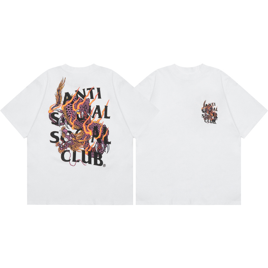 Versión correcta ASSC Club de dibujos animados relámpago impresión conjunta cuello redondo de los hombres Jersey pareja manga corta Camiseta moda