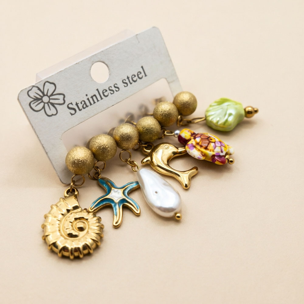 Diseño único retro nicho de alta sensación pendientes de acero inoxidable flores animales pendientes irregulares joyas de lujo ligero