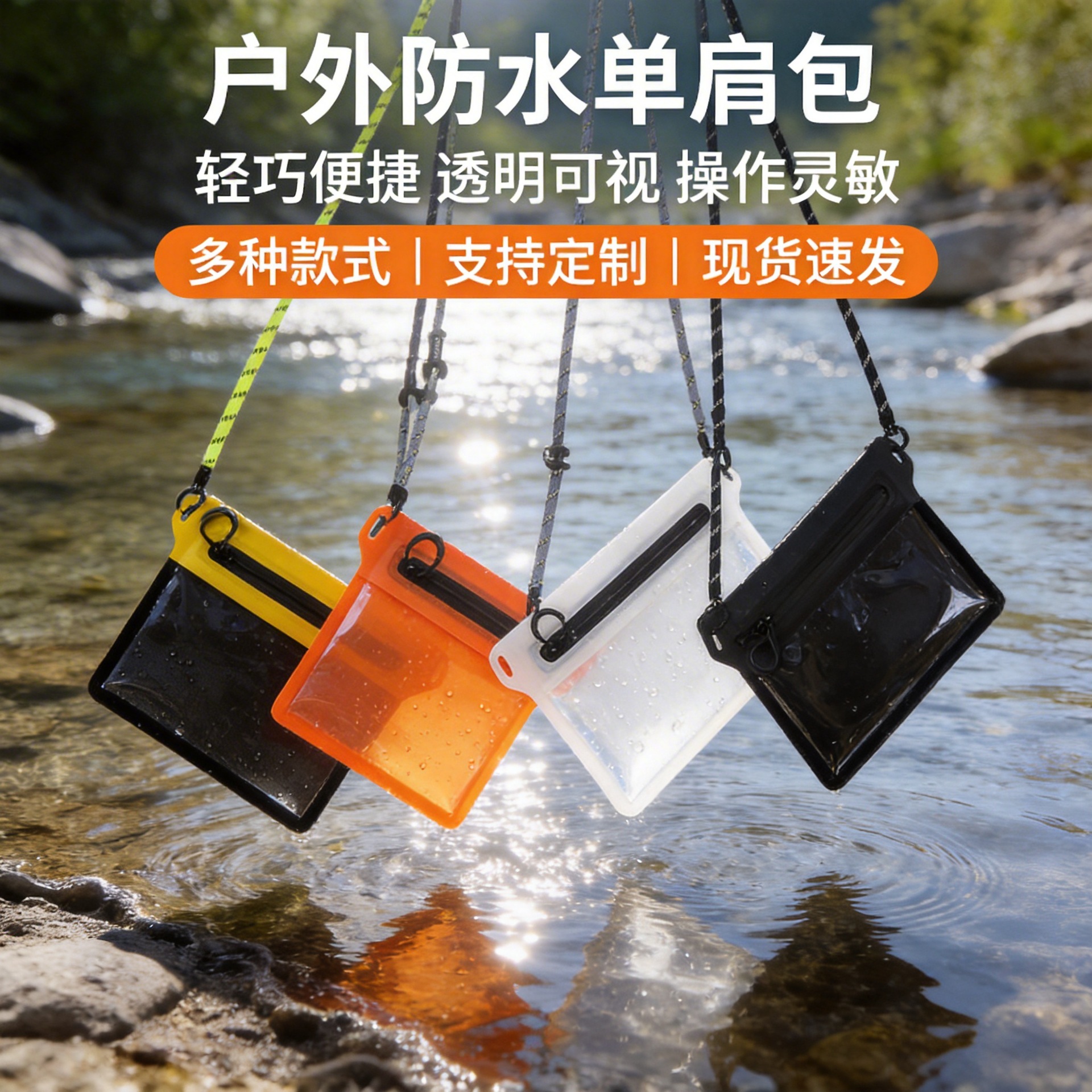 크로스 국경 재고 밀폐 지퍼 휴대 전화 방수 가방 야외 표류 수영 방수 가방 단일 어깨 방수 크로스 바디 백