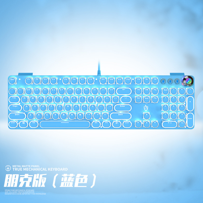 Meishang k820 retro punk mando luminoso keycap Teclado mecánico eje verde juego de ordenador teclado macro con cable