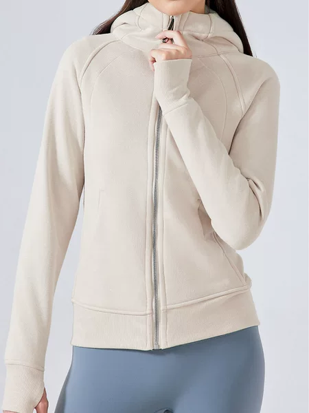 Full-Zip Slim-Fit Thickened Cardigan, Slim-Fit Jacket, Thickened Autumn and Winter Women's Hooded Sports Sweatshirt
