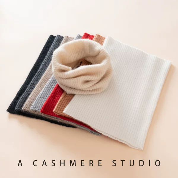 Manufacturer Wholesale 100% Cashmere One-Piece Molded Skin-Friendly Warm Knit Ribbed Neck Gaiter in Stock