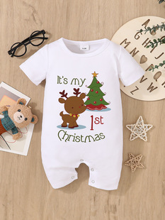 (Cross-border trading), summer children's Christmas bodysuit for early age, children's clothing, with short sleeve