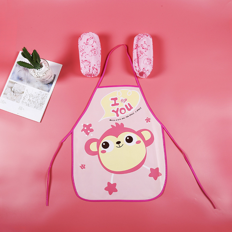 어린이 앞치마 소매/핑크 블루 랜덤