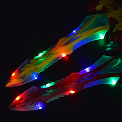Cross-border new large transparent flash stick light music electric rotating luminous sword stall children's toys wholesale