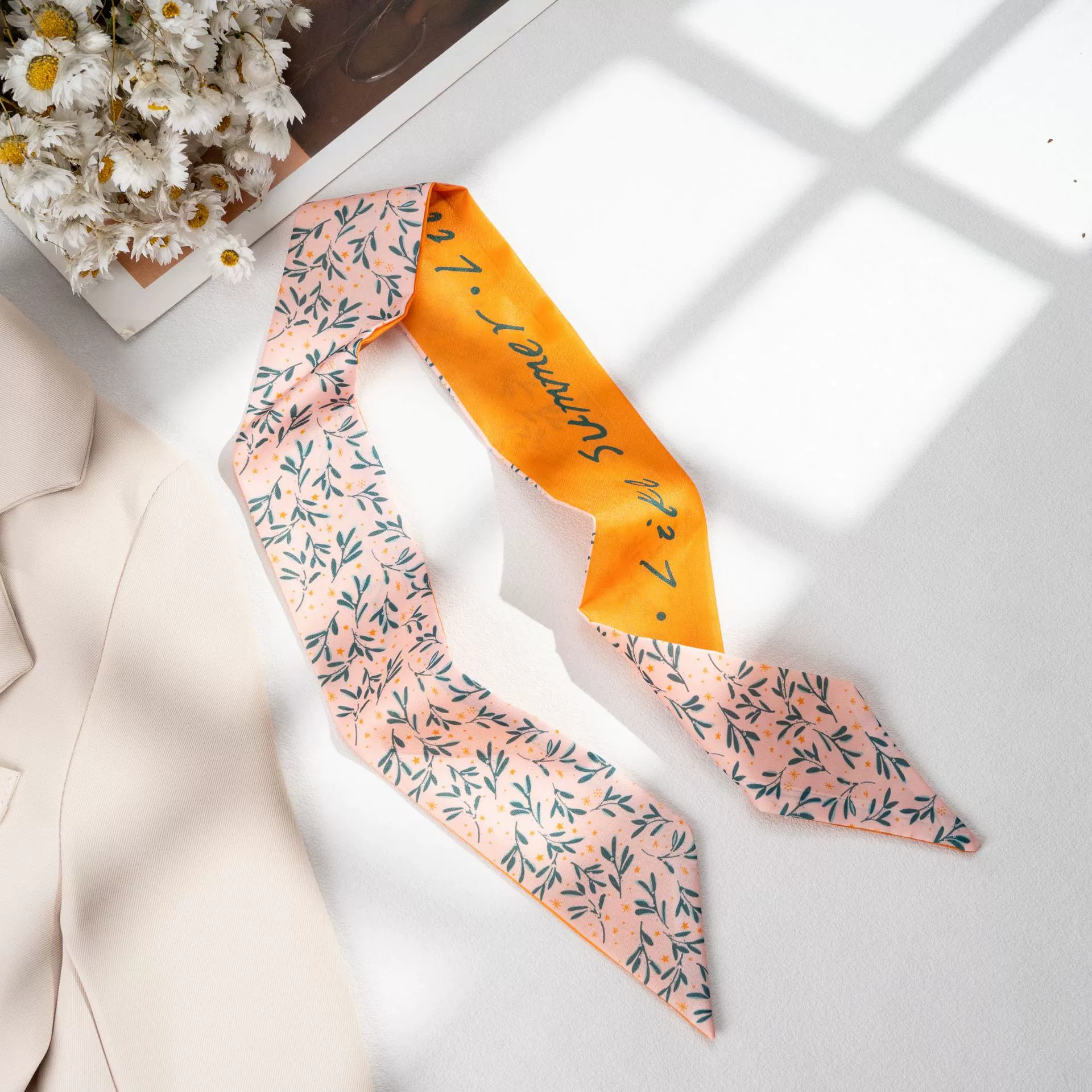 Silk Scarf Hairband (Suhang) long streamer 89×3.8 cm, lightweight gift box option