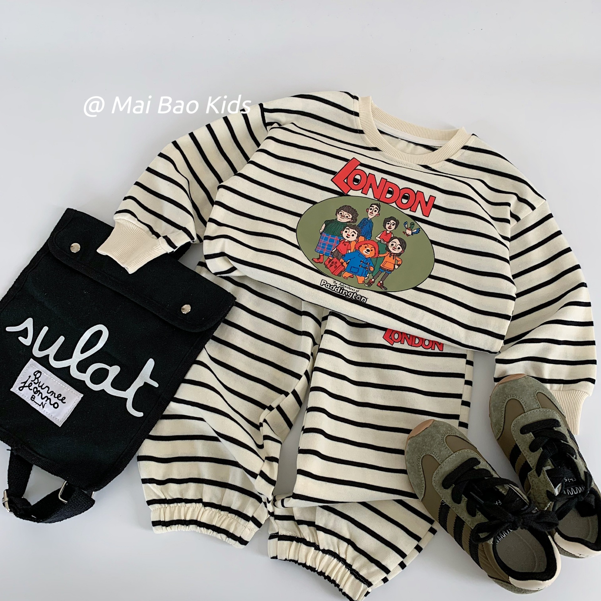 Mai Bao Niños Set de primavera y otoño 2025 nuevo estilo coreano de dibujos animados para niños y niñas dos piezas de ropa infantil al por mayor