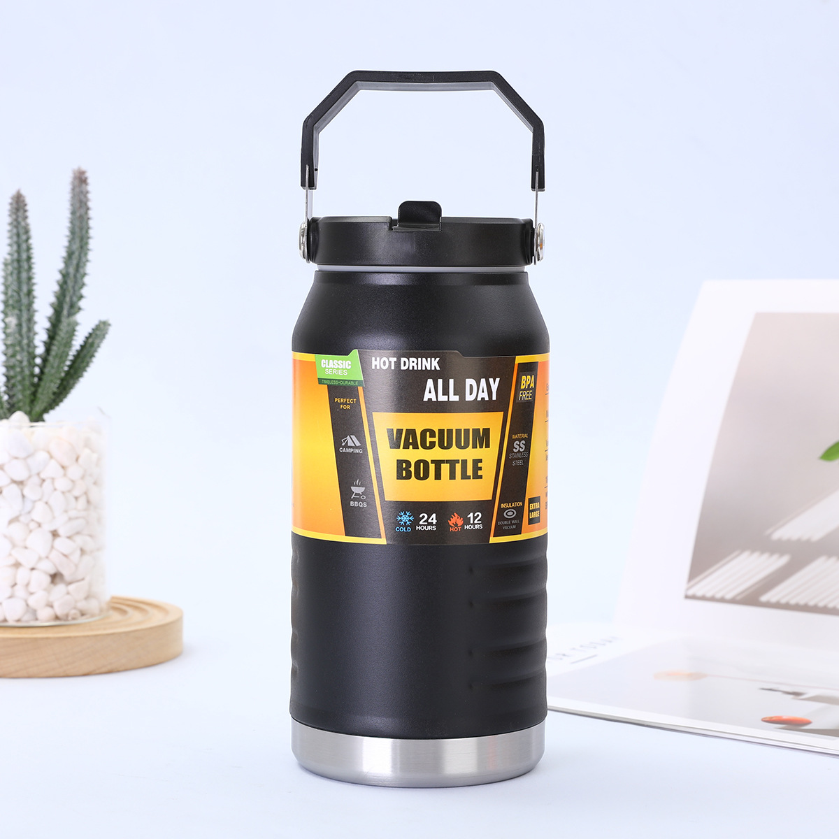 Nuevo transfronterizo 304 taza de aislamiento al vacío de acero inoxidable portátil taza de agua deportiva portátil para automóviles aislamiento frío gran cubículo de hielo sin