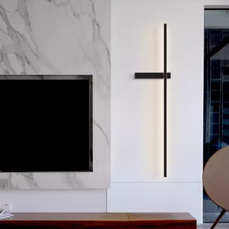 Nueva lámpara de pared larga lámpara de cabecera del dormitorio moderna y simple parrilla de sala de estar TV de fondo cableado lámpara de pared lujosa