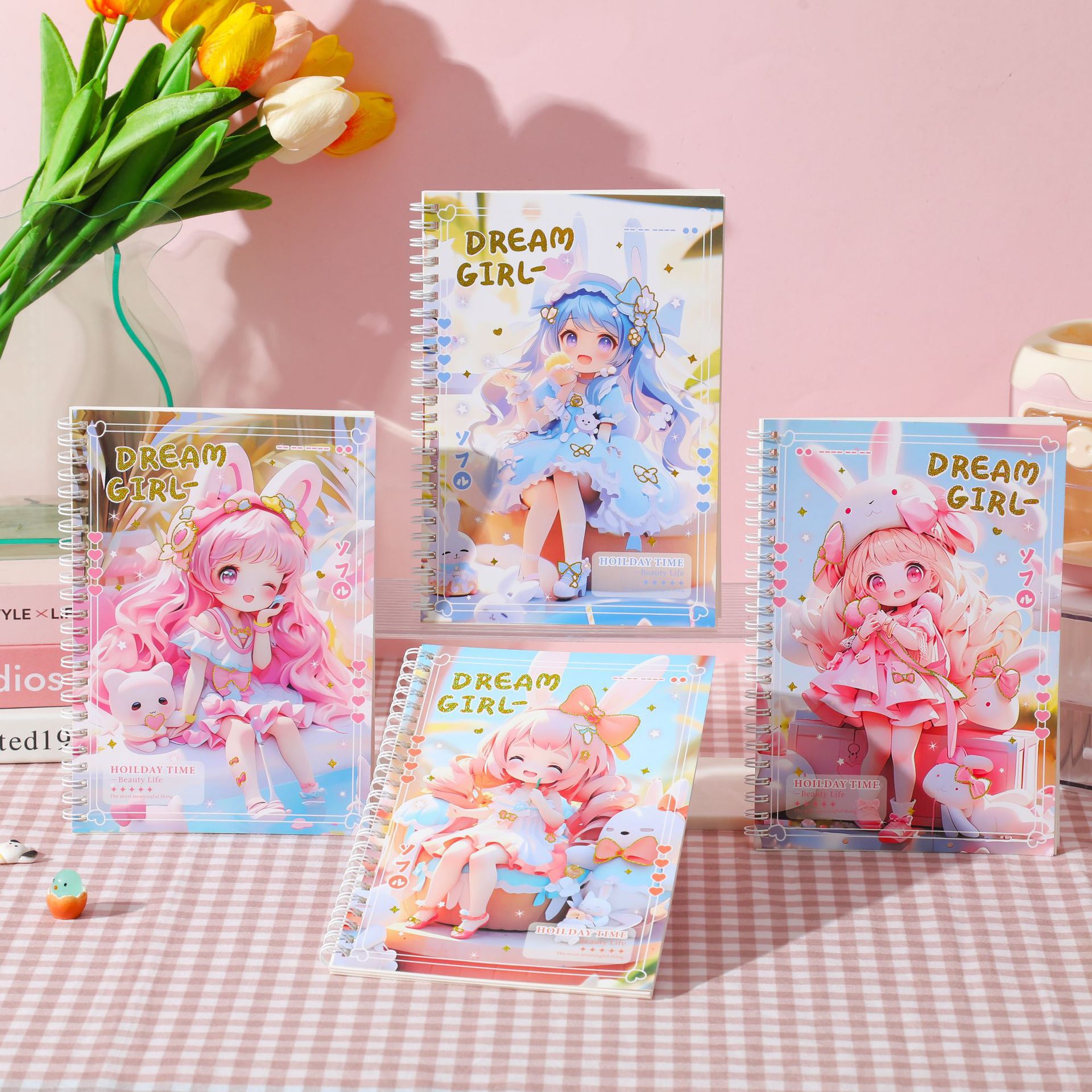 cartoon coil notebook a5 loose-leaf notebook cute creative stationery german school good-looking student horizontal line diary book