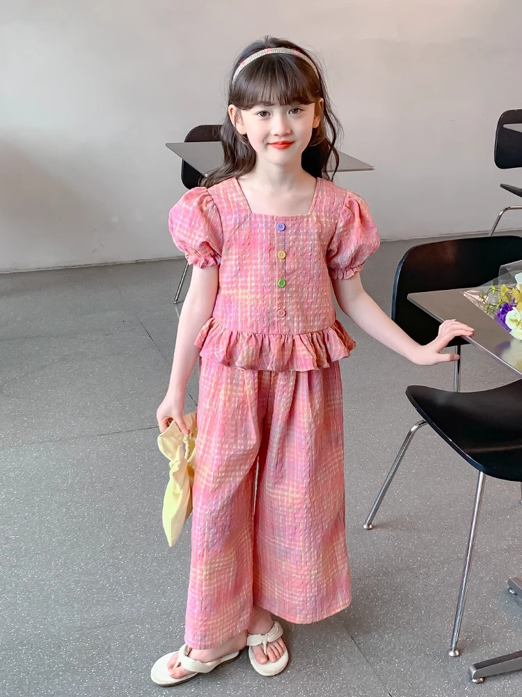 Traje de verano para niñas 2025 nuevo estilo occidental y de moda estilo nacional para niños Hanfu traje chino de dos piezas para niñas verano