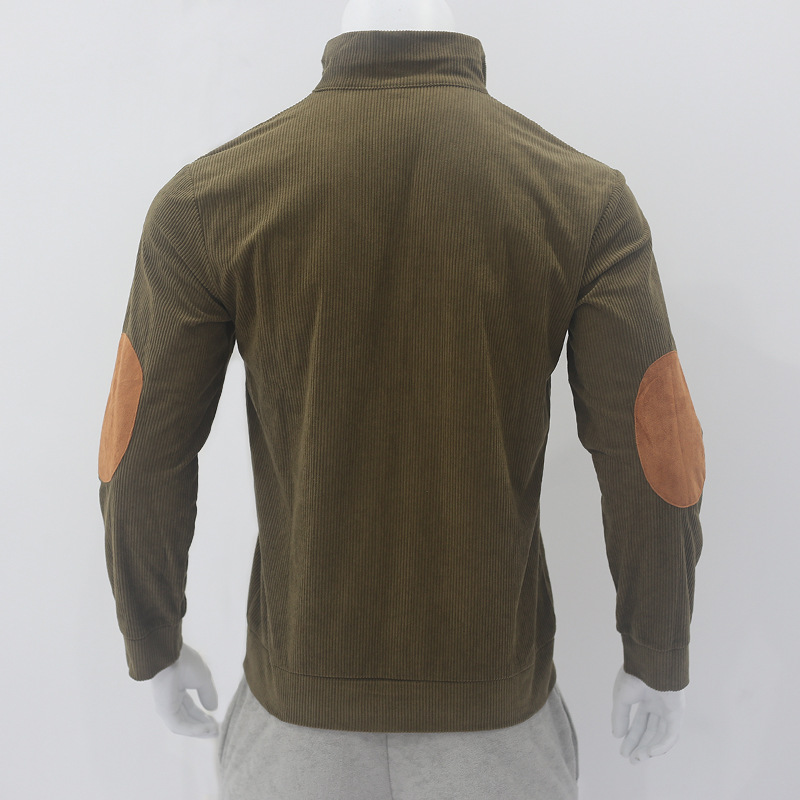 Herren Cord-sweatshirt Mit Stehkragen Und Langen Ärmeln_voghion.com