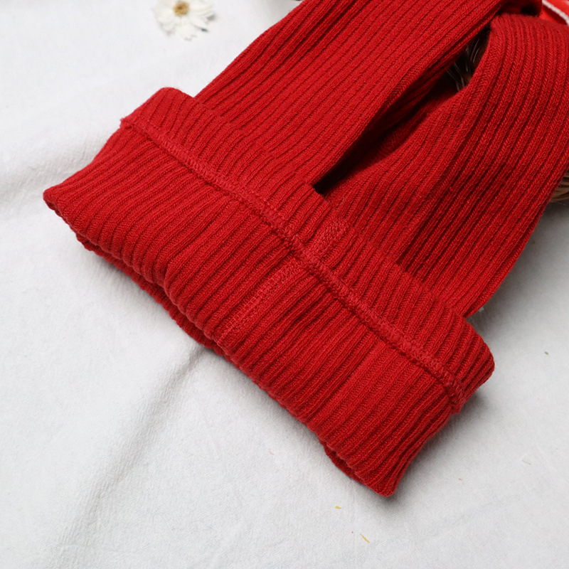Regular Fit Fit Type Christmas Festival Christmas Cute Solid Color Bowknot Cotton Pants & Leggings