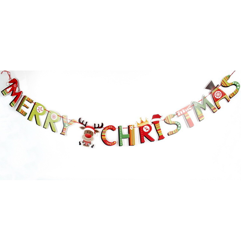 Banderas navideñas transfronterizas en stock, 24 tipos de banderas de dibujos animados, decoraciones navideñas al por mayor de fabricantes, admiten pedidos de lotes mixtos.