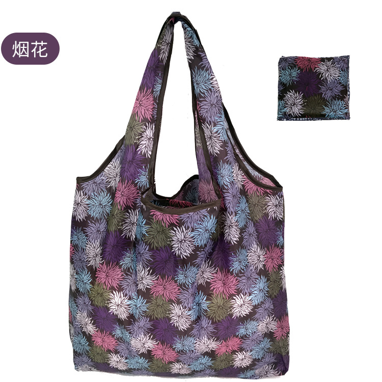 En stock pelo rápido Grande 190T tela de flores bolsa de compras Portátil Bolsa de poliéster bolsa plegable al por mayor bolsa de regalo publicitario