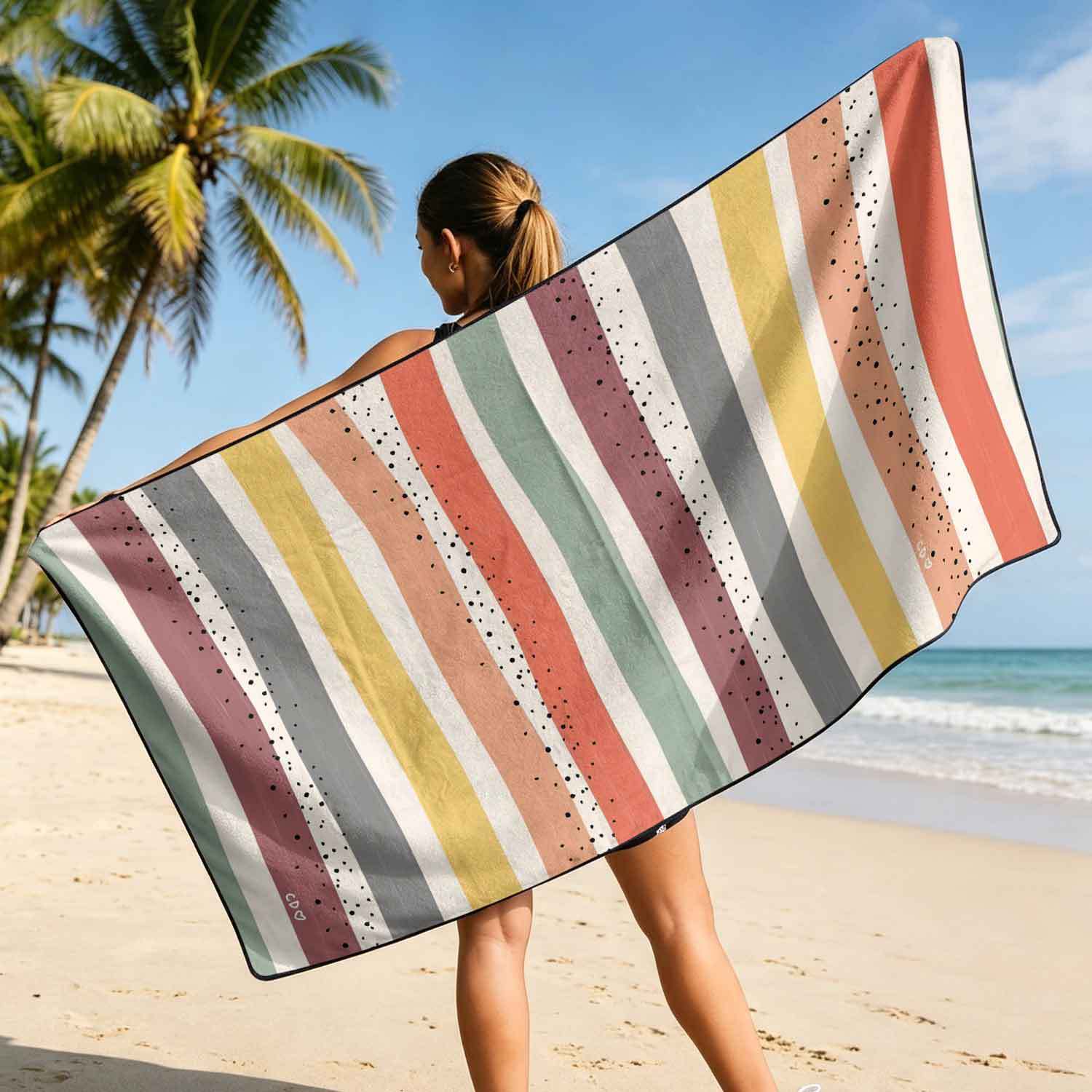 Printed bath towel and car seat cover 2-in-1, ultra-fine fiber outdoor beach and car dual-use universal seat cushion