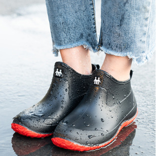 Cross-border rain boots women's warm Korean fashion waterproof boots fleece-lined rain boots men's outdoor waterproof work shoes