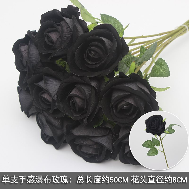 Topa de veludo rosa cascada flor falsa diseño de fondo pared red perforación roja decoración de rosa pared de cártamo del centro comercial