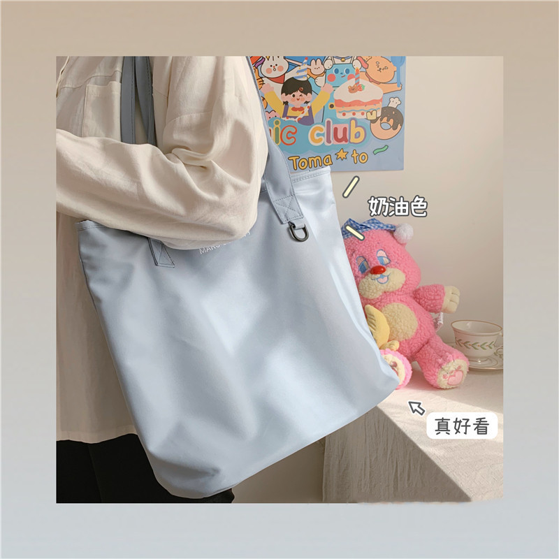 Canvas Bag Student Backpack for Class Commuting Japanese Style Waterproof Shoulder Bag for Women Large Capacity Middle School High School Niche Tote Bag