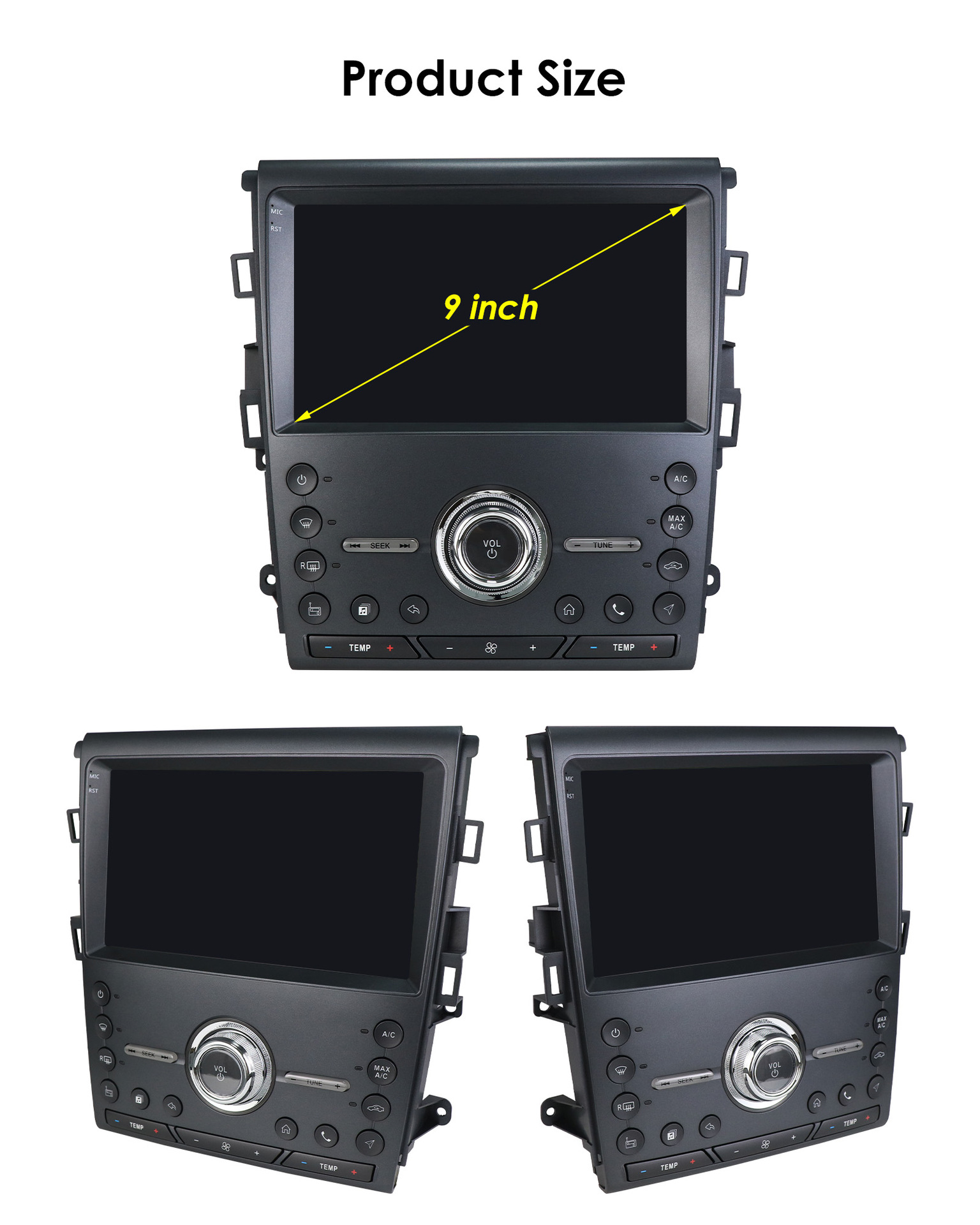 Compatible with Ford Mondeo and Ford Fusion 2nd generation (models 2013-2019) large-screen Android car navigation with CarPlay