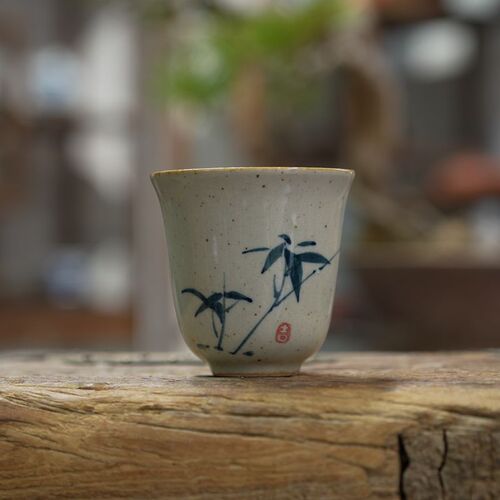 Yi purple pottery tea set, rough pottery tea cup, hand-painted tea cup, four gentlemen incense cup, ancient pottery small tea bowl