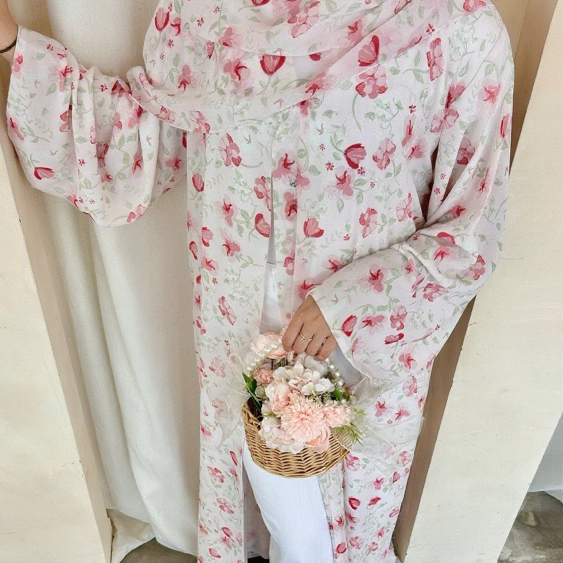 2025Loriya Dubai European And American Pure American Printed Double Layer Design Chiffon Cardigan LR1067_ecoleips.com
