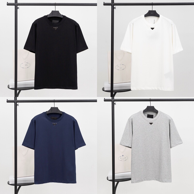 Cross-border Pujia P 2025 Summer New Metal Triangle Label Collar Steel Label Casual Loose Short-sleeved T-shirt