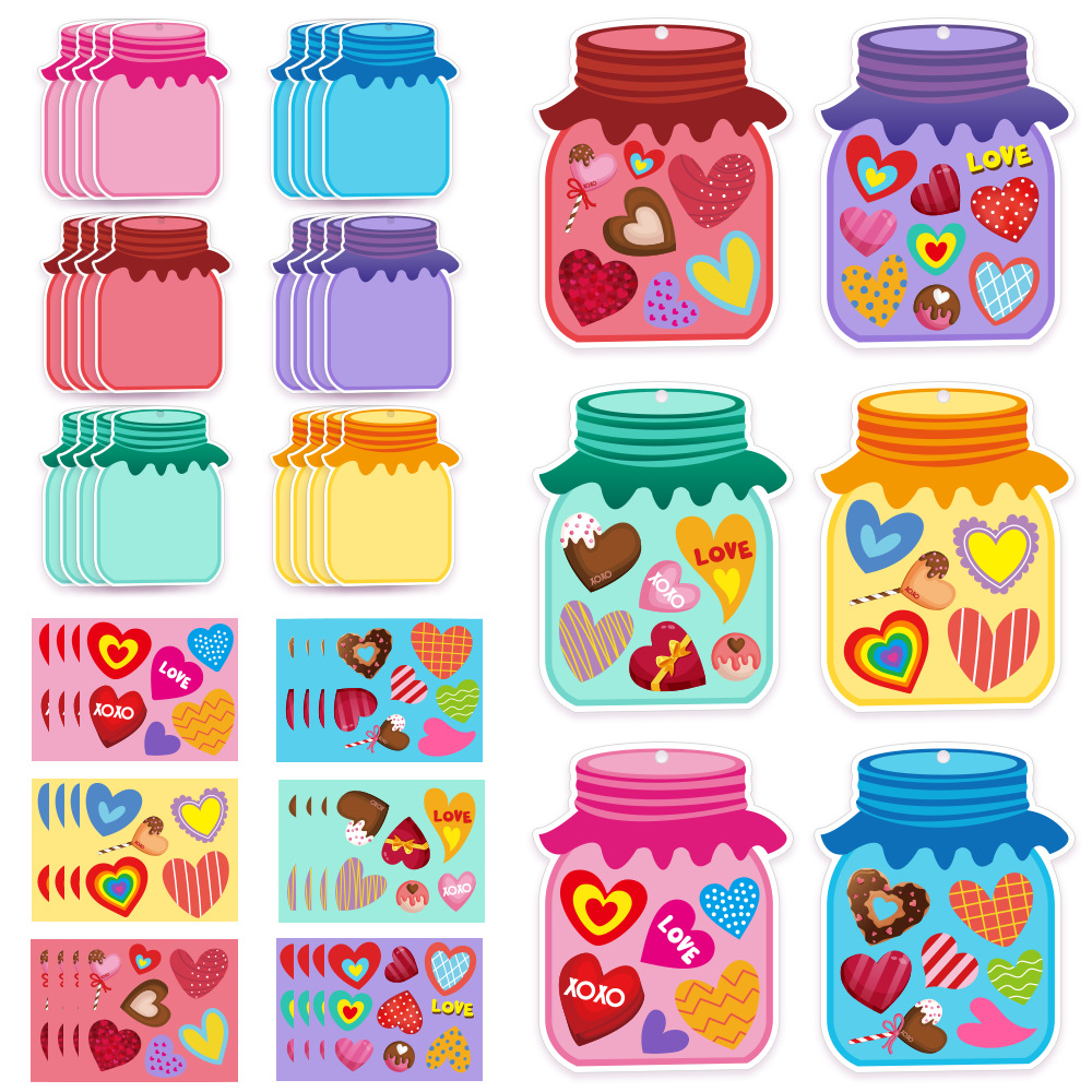 Ventas transfronterizas calientes Día de San Valentín colorido caricatura DIY Tarjeta de felicitación Día de la Madre Decoración de San Valentín Confesión Conjunto de regalo
