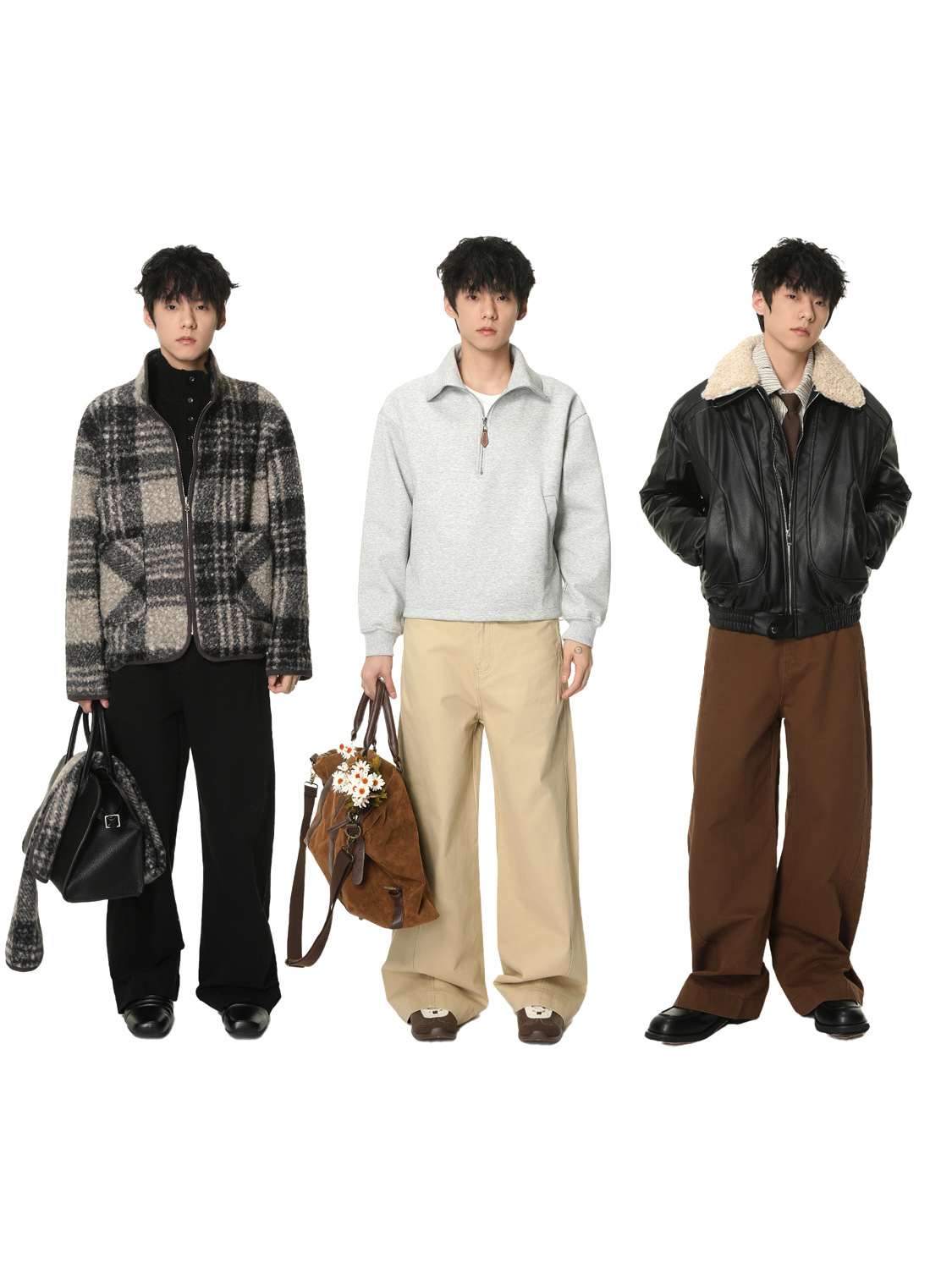 MTLCLOTHES Hombres| Clásico coreano de algodón simple minimalista de piernas largas de sensación de caída de la moda jeans sueltos