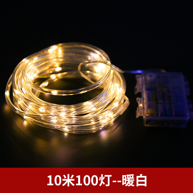 Tubo de PVC luz al aire libre impermeable batería caja de alambre de cobre Cadena de luz Patio de Navidad luz decorativa Arco Iris tubo de luz LED