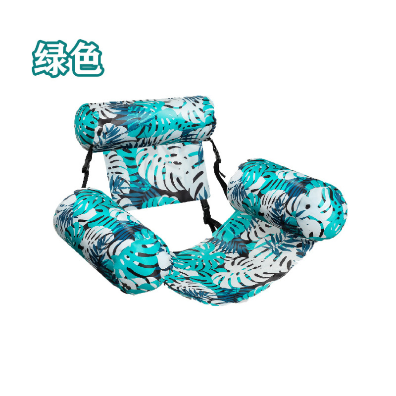 繁花图案帆布款充气床可折叠双用靠背浮排 水上游乐躺椅浮床沙发|undefined