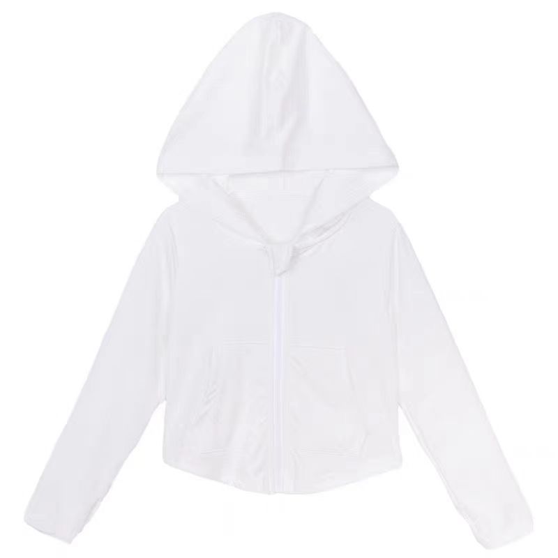 Verano nuevo bebé ropa de protección solar niñas delgada transpirable ultravioleta delgada chaqueta de protección solar de hielo encapuchado